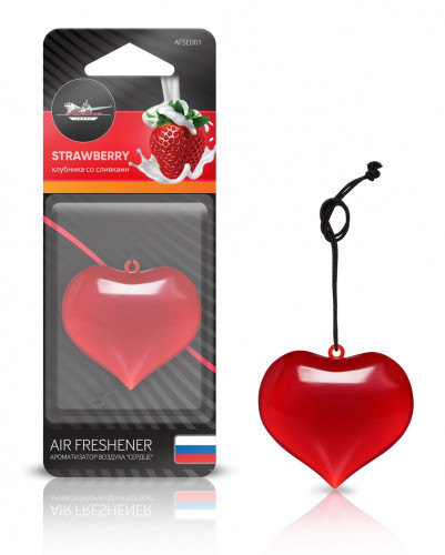 Ароматизатор подвесной пластик "Сердце" клубника со сливками (AIRLINE) AFSE001