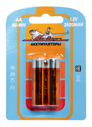 Батарейка AA HR6 Ni-Mn аккумулятор 2600 mAh (AIRLINE) AA-26-02 (2шт)