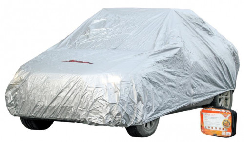 Чехол-тент на автомобиль защитный "S" (455х186х120см) серый, молния для двери (AIRLINE) AC-FC-01