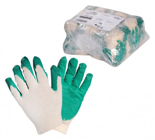 Перчатки ХБ с латексным покрытием ладони, зеленые (1 пара) AIRLINE AWG-C-06